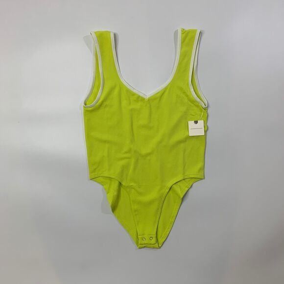 Anthropologie Bodysuit Women XXS 2XS Acid Lime Low Back Seamless Sweetheart - Picture 2 of 11